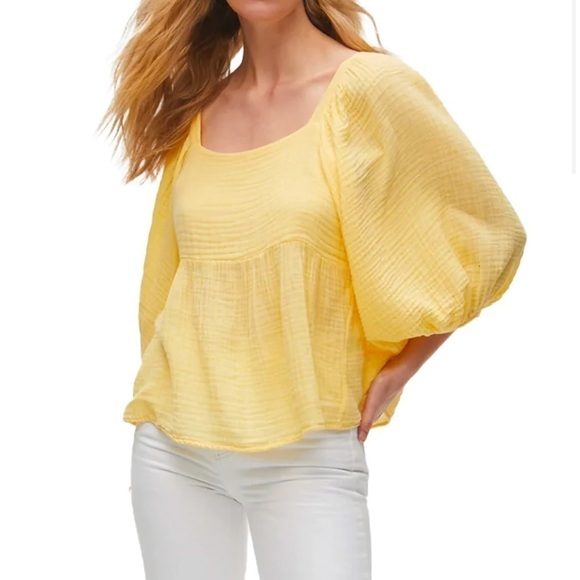 Michael Stars Patsy Square Neck Puff Sleeve Top - Picture 9 of 9